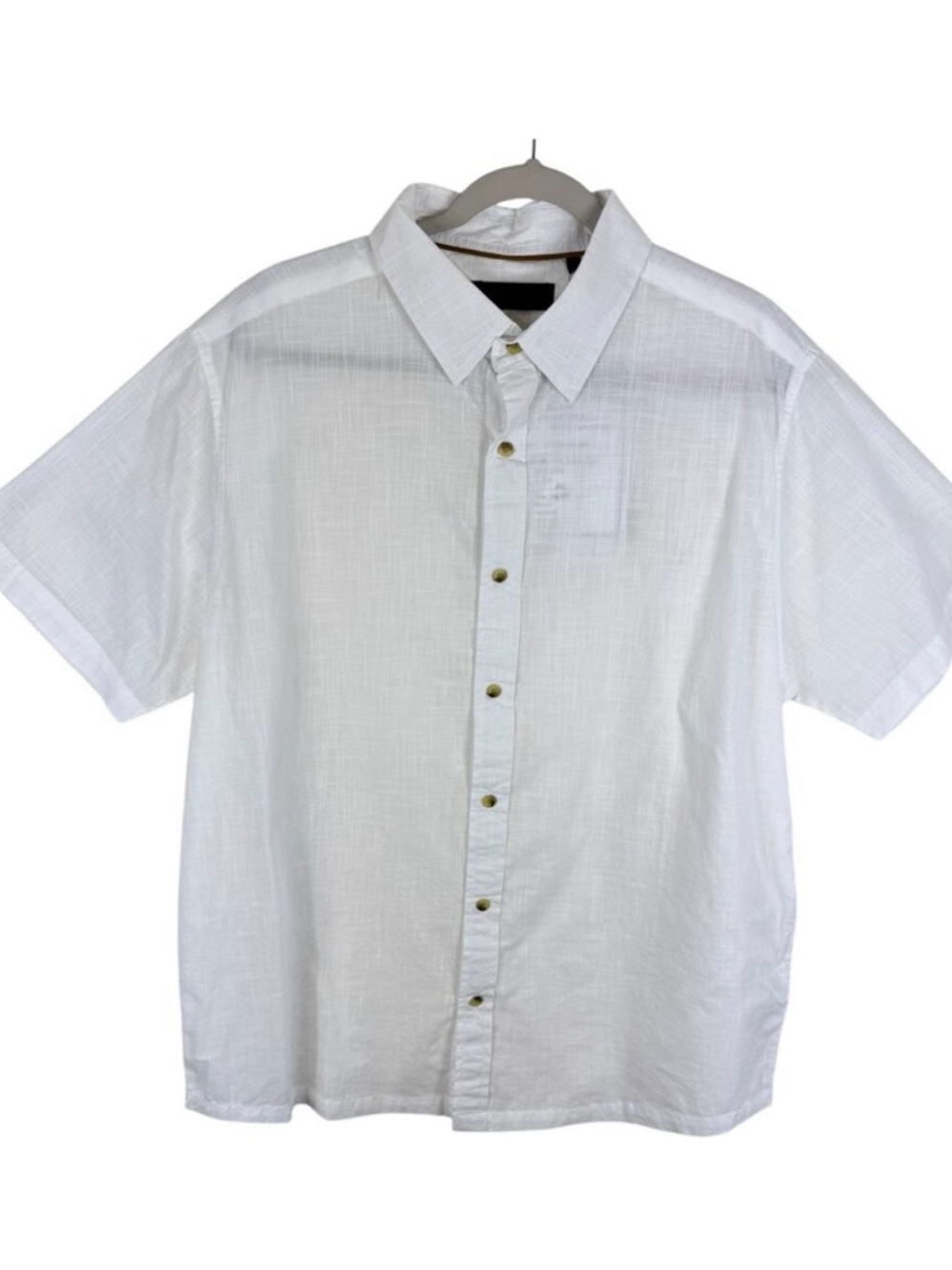 Dakota NWT White 100% Cotton Short Sleeve Collared Lightweight Button Up Mens XL